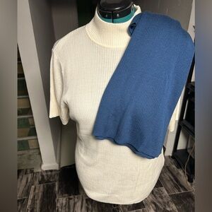 Set of 2 Sweaters Stretchy Croft & Barrow Navy Cream Ribbed Knit Tops Size XL